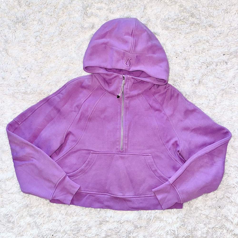 Wisteria Purple Scuba Oversized 1/2 Zip Hoodie